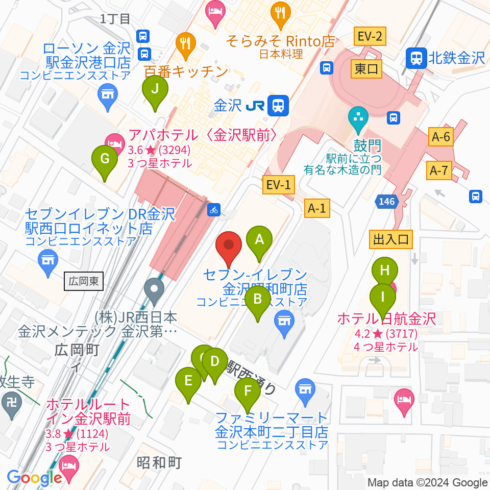 石川県立音楽堂周辺の駐車場・コインパーキング一覧地図