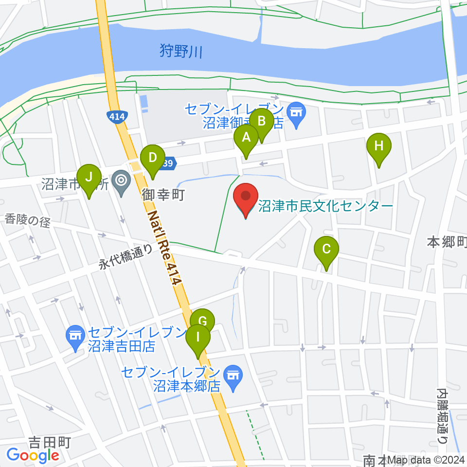 沼津市民文化センター周辺の駐車場・コインパーキング一覧地図