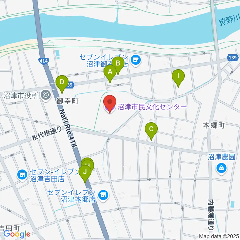 沼津市民文化センター周辺の駐車場・コインパーキング一覧地図