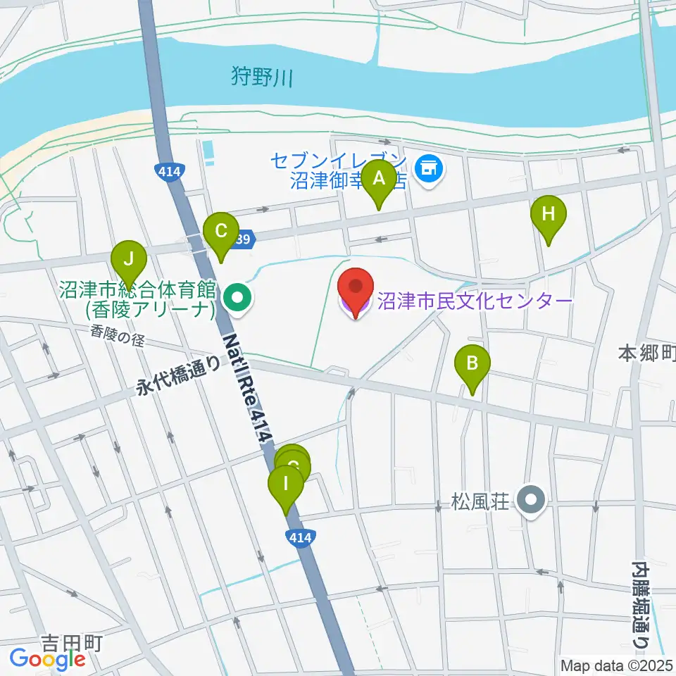 沼津市民文化センター周辺の駐車場・コインパーキング一覧地図