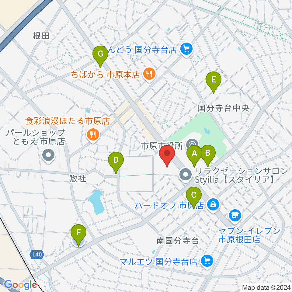 市原市市民会館周辺の駐車場・コインパーキング一覧地図