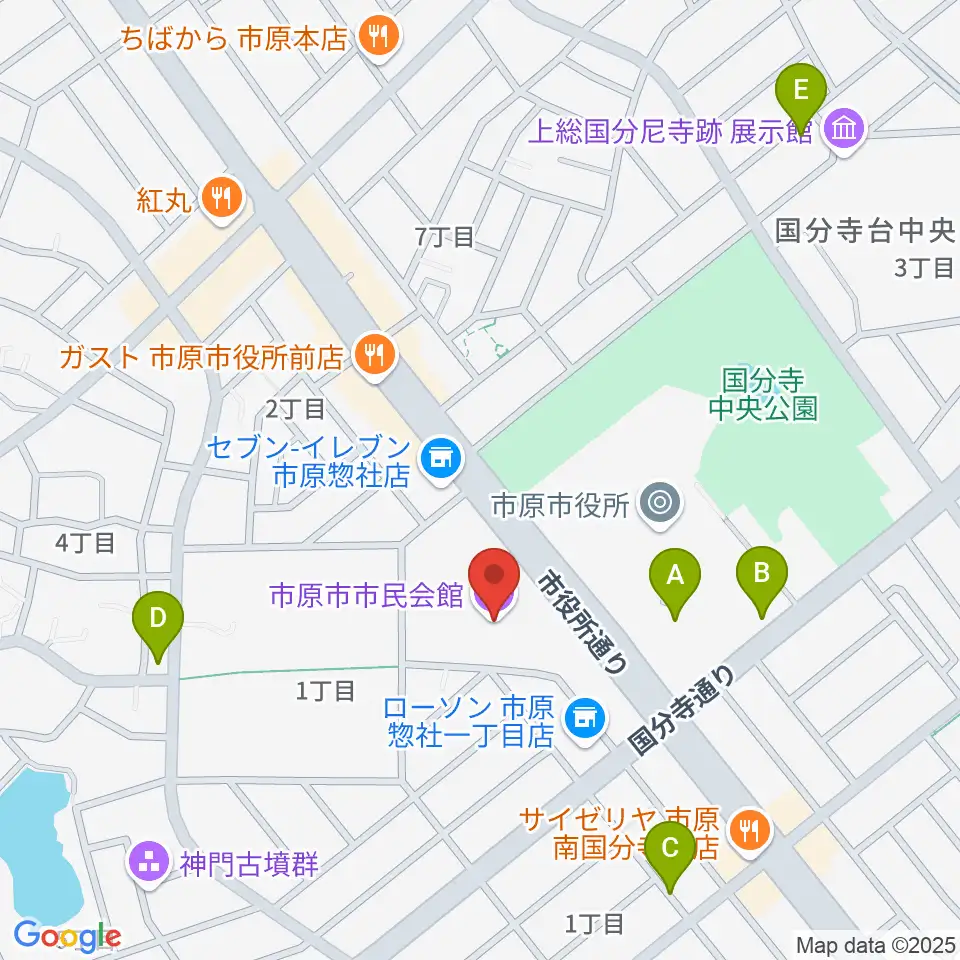 市原市市民会館周辺の駐車場・コインパーキング一覧地図