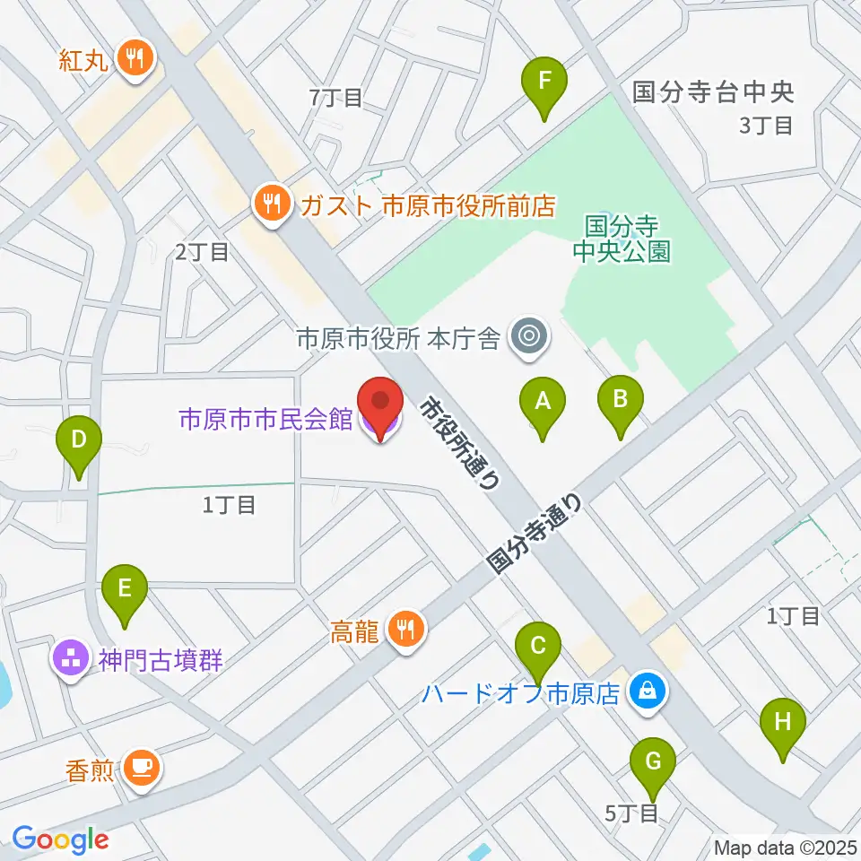 市原市市民会館周辺の駐車場・コインパーキング一覧地図