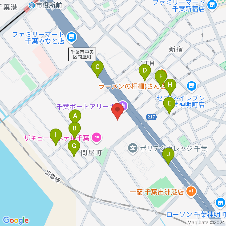 千葉ポートアリーナ周辺の駐車場・コインパーキング一覧地図