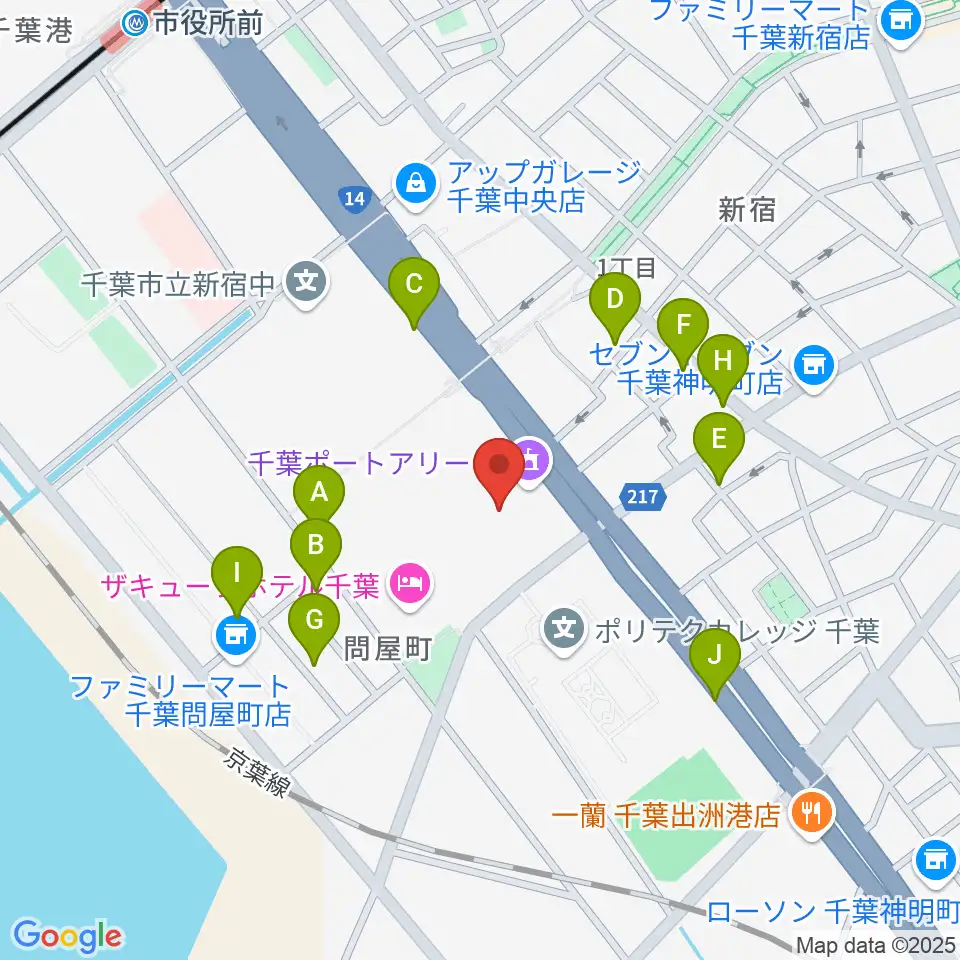 千葉ポートアリーナ周辺の駐車場・コインパーキング一覧地図