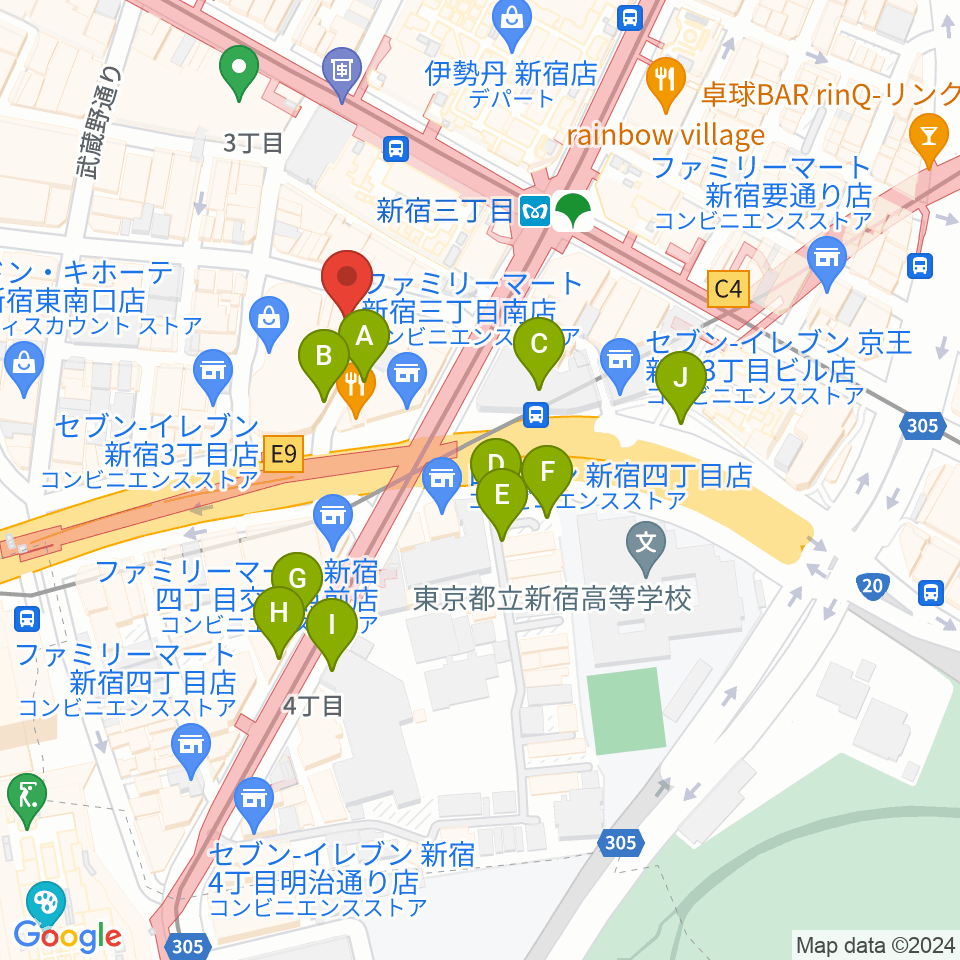 新宿シアターモリエール周辺の駐車場・コインパーキング一覧地図