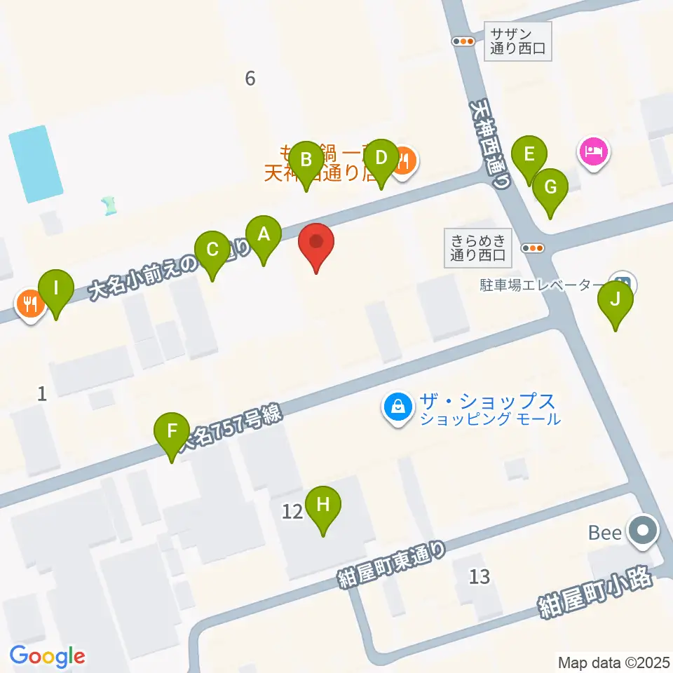 福岡天神ROOMS周辺の駐車場・コインパーキング一覧地図