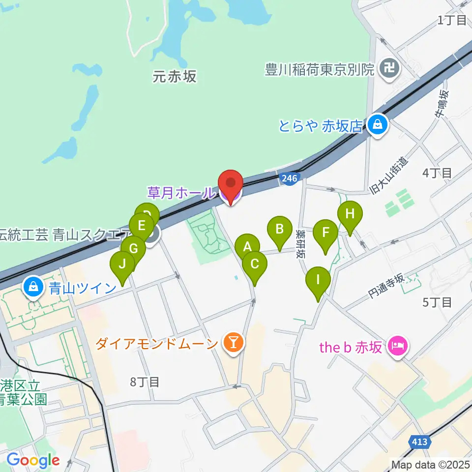 草月会館 草月ホール周辺の駐車場・コインパーキング一覧地図