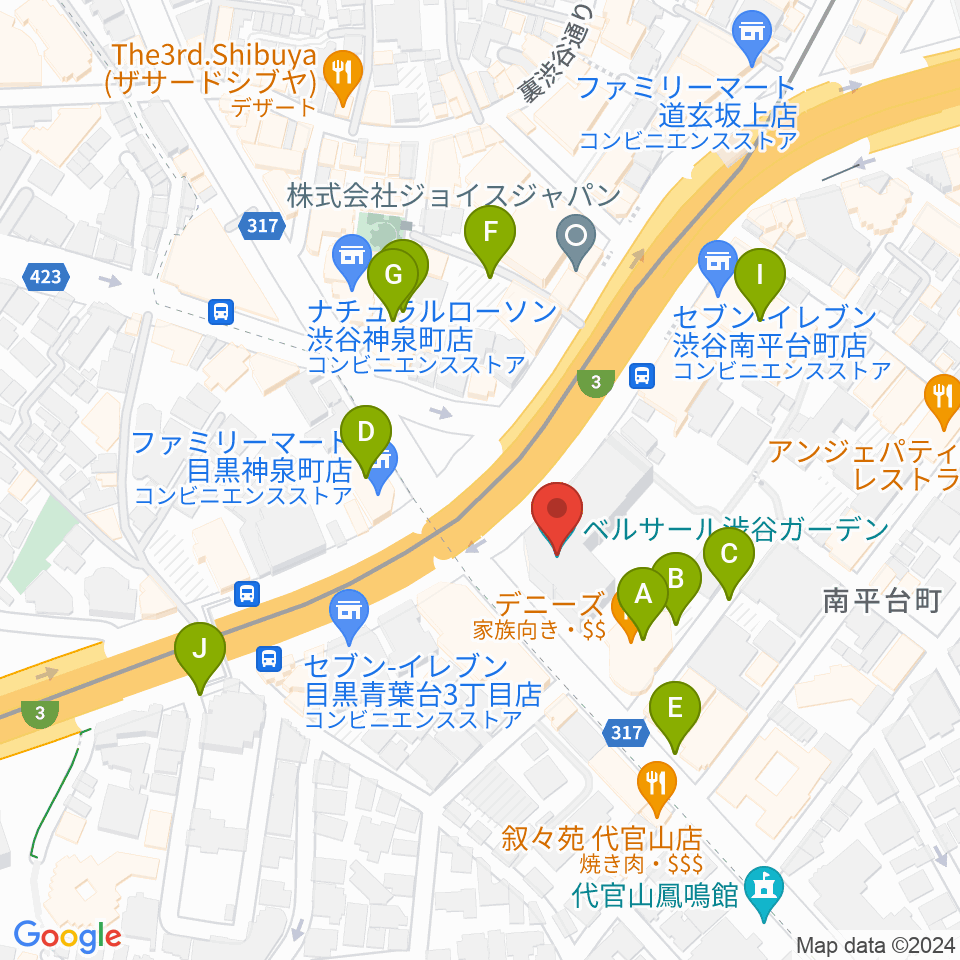 ベルサール渋谷ガーデン周辺の駐車場・コインパーキング一覧地図