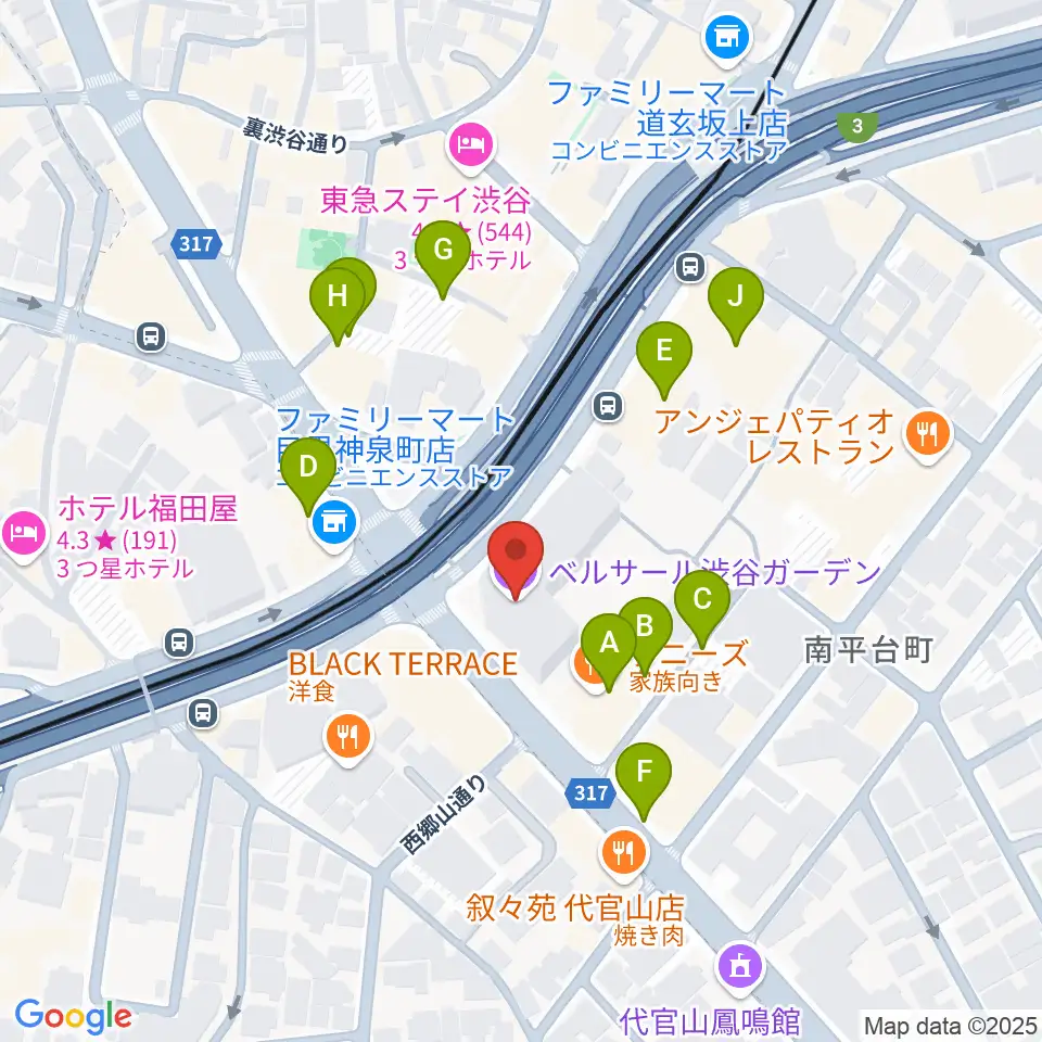 ベルサール渋谷ガーデン周辺の駐車場・コインパーキング一覧地図