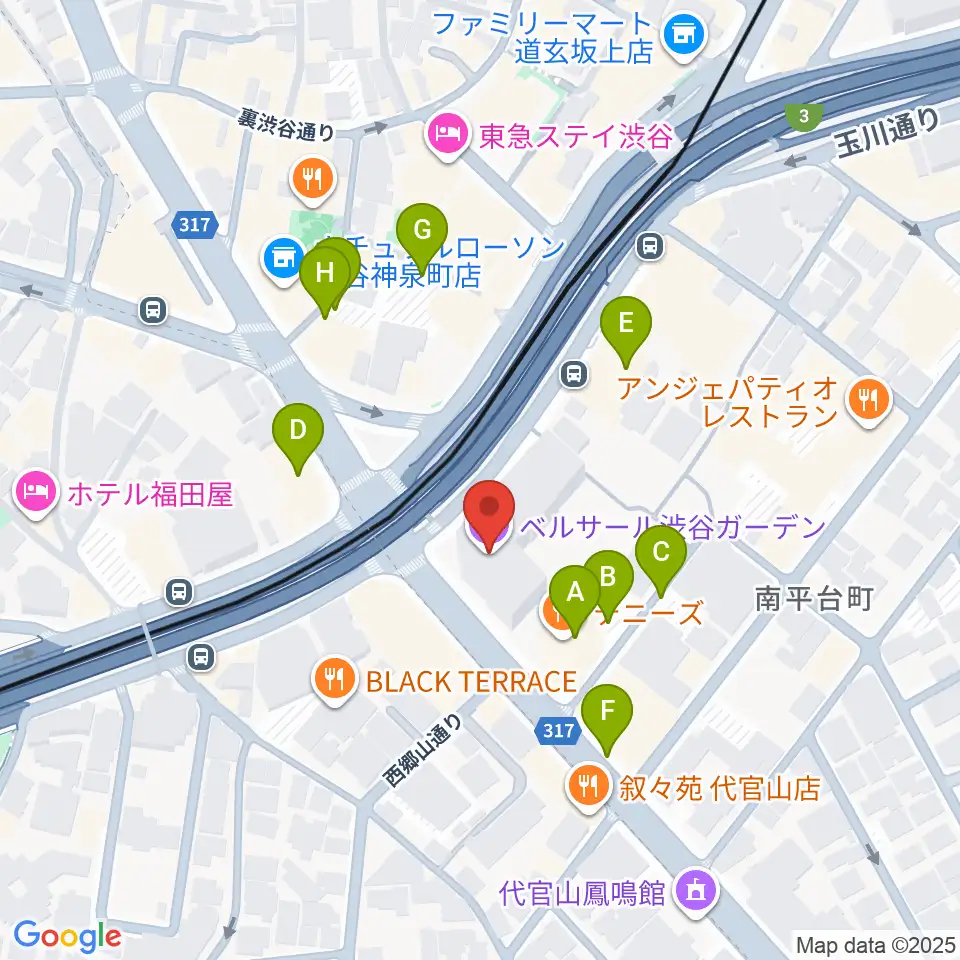 ベルサール渋谷ガーデン周辺の駐車場・コインパーキング一覧地図