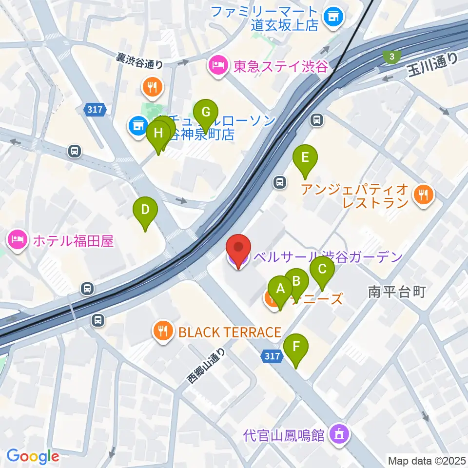 ベルサール渋谷ガーデン周辺の駐車場・コインパーキング一覧地図