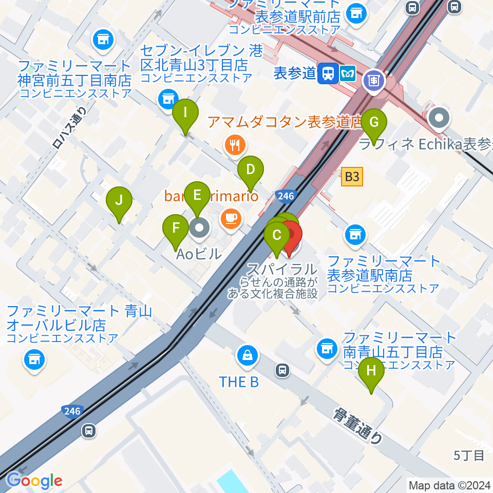 表参道スパイラルホール周辺の駐車場・コインパーキング一覧地図