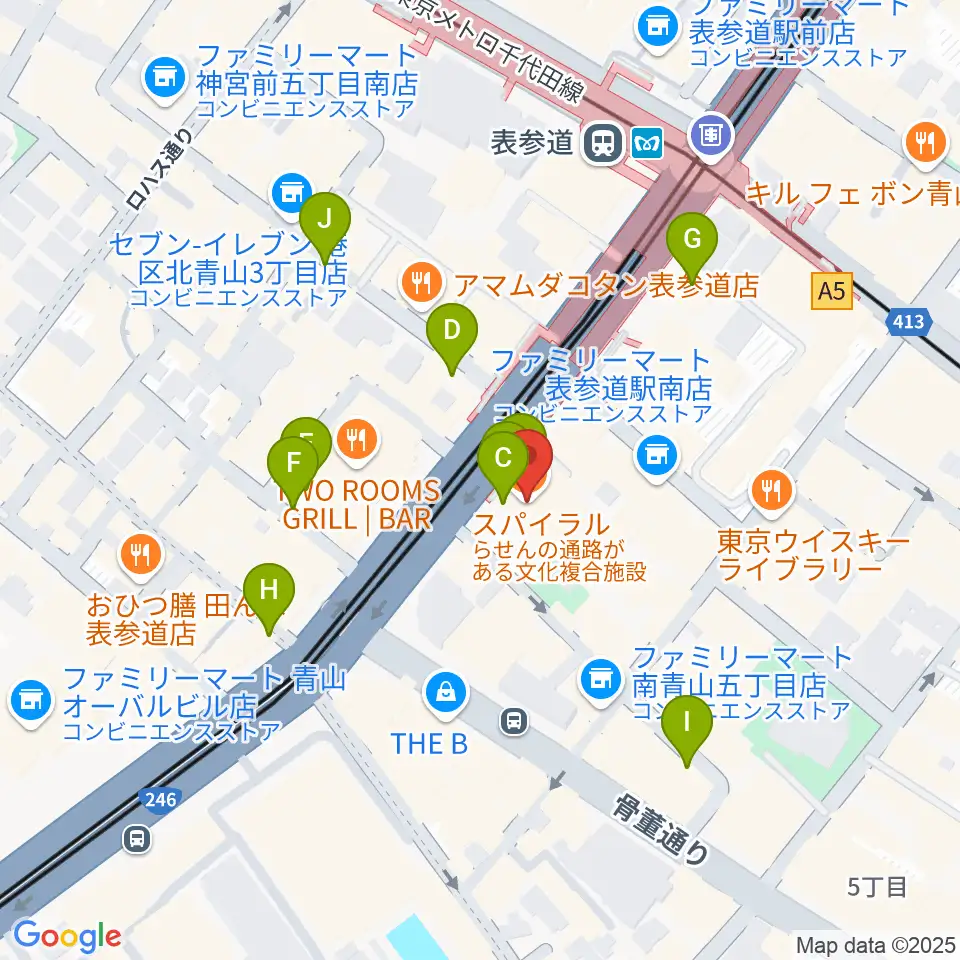 表参道スパイラルホール周辺の駐車場・コインパーキング一覧地図