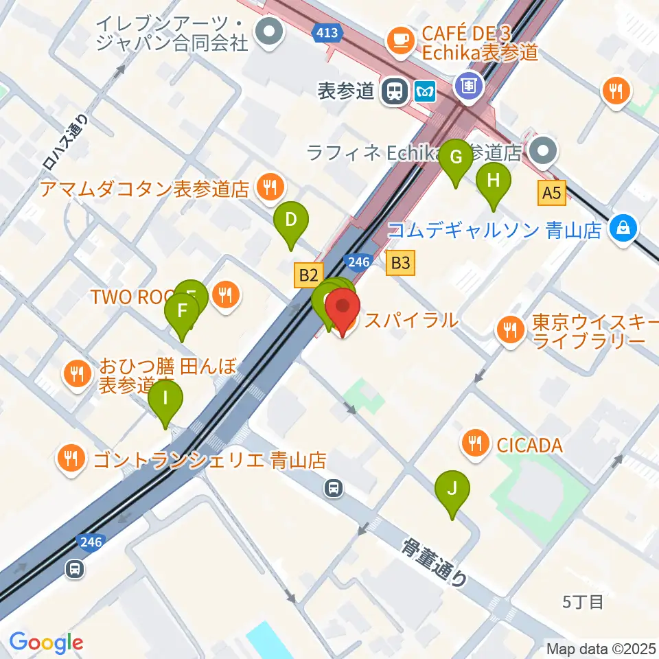 表参道スパイラルホール周辺の駐車場・コインパーキング一覧地図