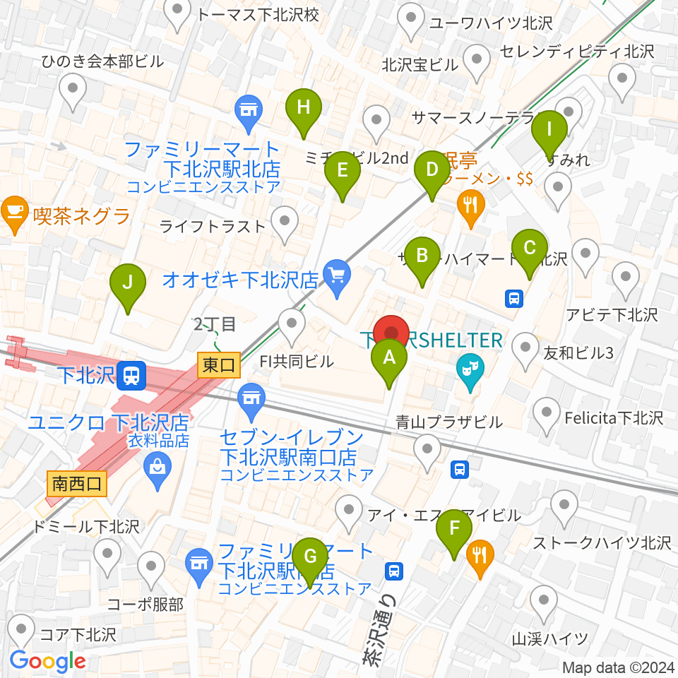 小劇場楽園周辺の駐車場・コインパーキング一覧地図