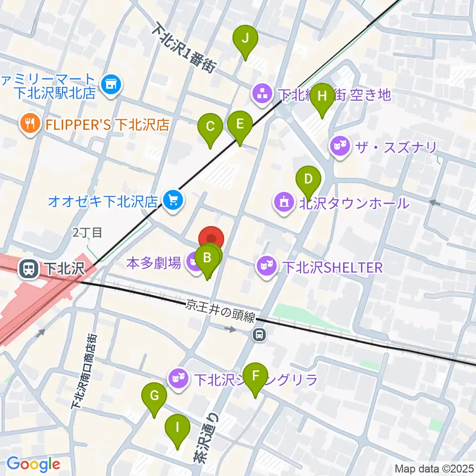 小劇場楽園周辺の駐車場・コインパーキング一覧地図