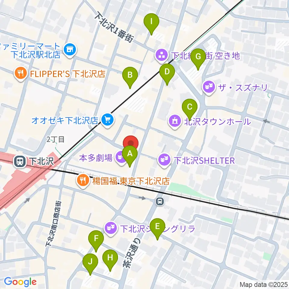 小劇場楽園周辺の駐車場・コインパーキング一覧地図