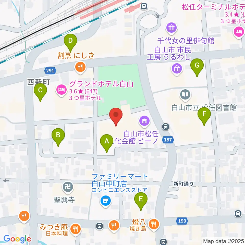 白山市松任文化会館ピーノ周辺の駐車場・コインパーキング一覧地図