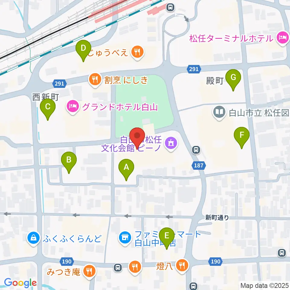 白山市松任文化会館ピーノ周辺の駐車場・コインパーキング一覧地図