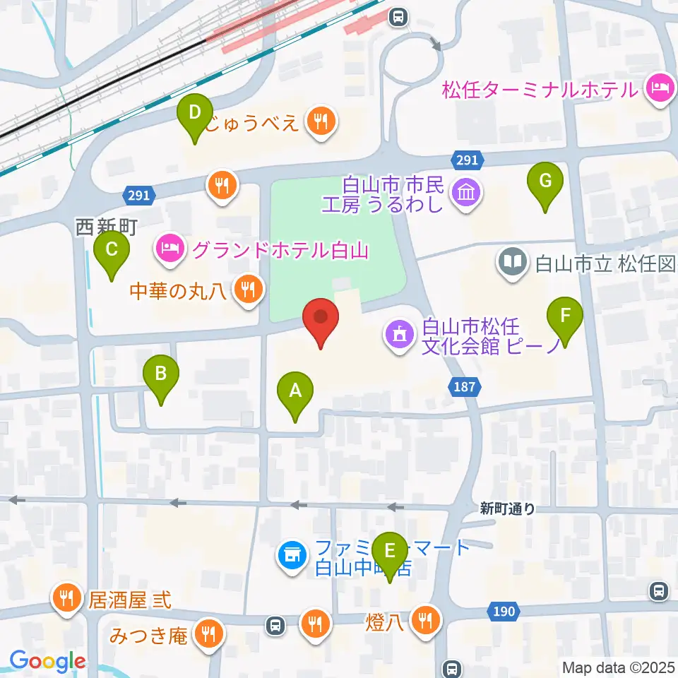 白山市松任文化会館ピーノ周辺の駐車場・コインパーキング一覧地図