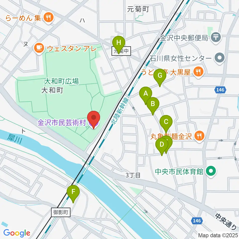 金沢市民芸術村周辺の駐車場・コインパーキング一覧地図