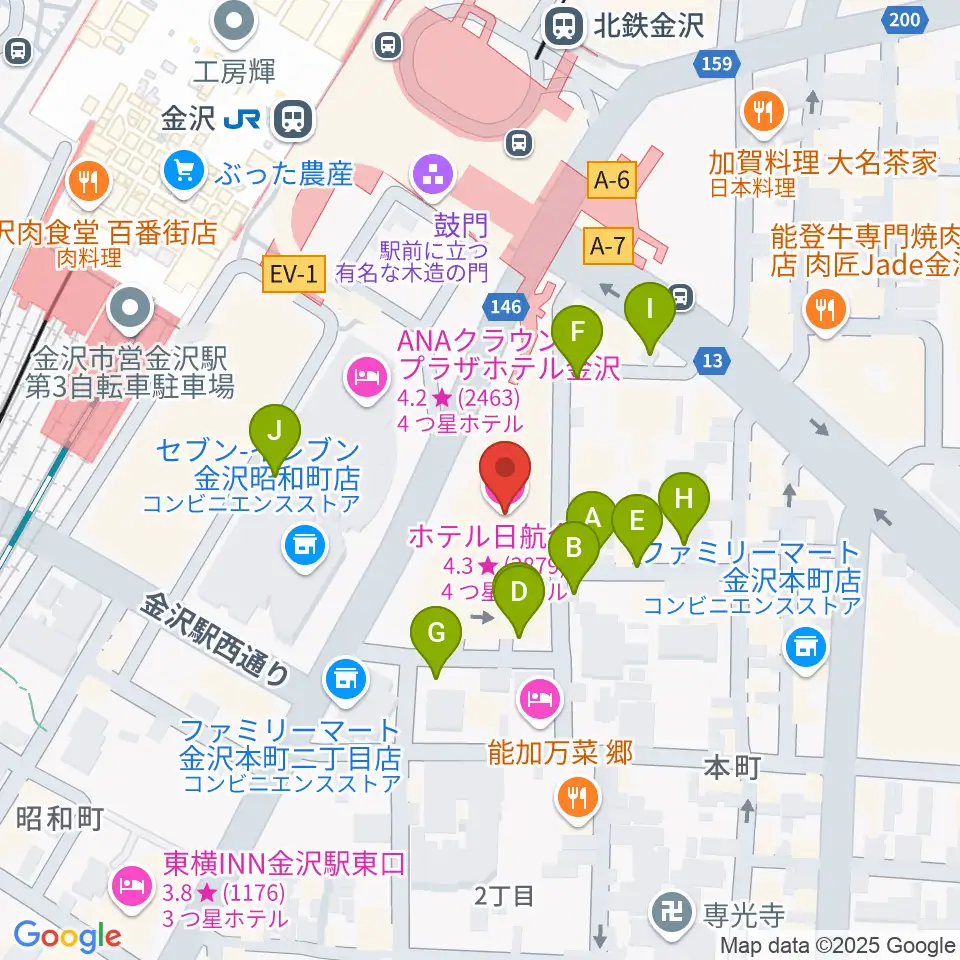 金沢市アートホール周辺の駐車場・コインパーキング一覧地図