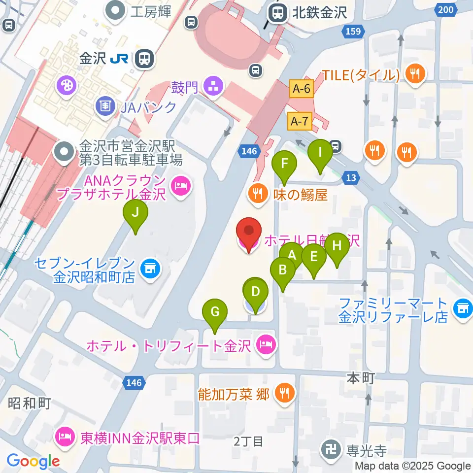 金沢市アートホール周辺の駐車場・コインパーキング一覧地図
