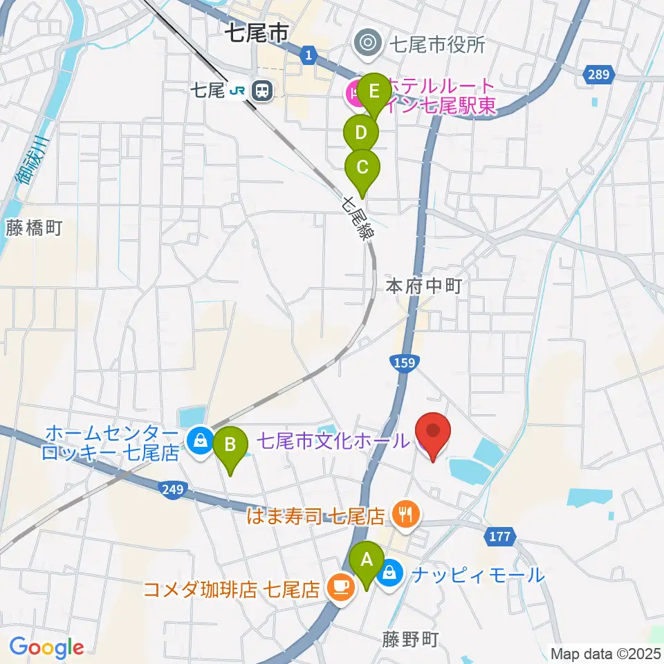 七尾市文化ホール周辺の駐車場・コインパーキング一覧地図