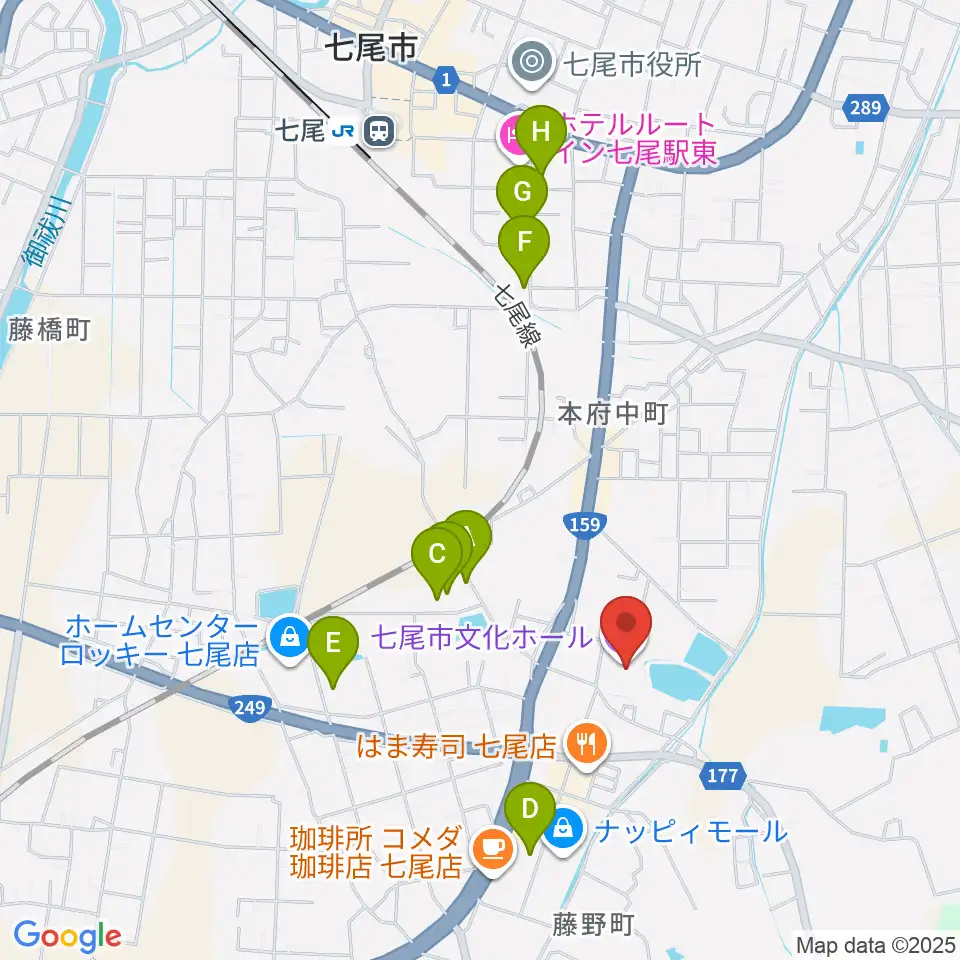 七尾市文化ホール周辺の駐車場・コインパーキング一覧地図