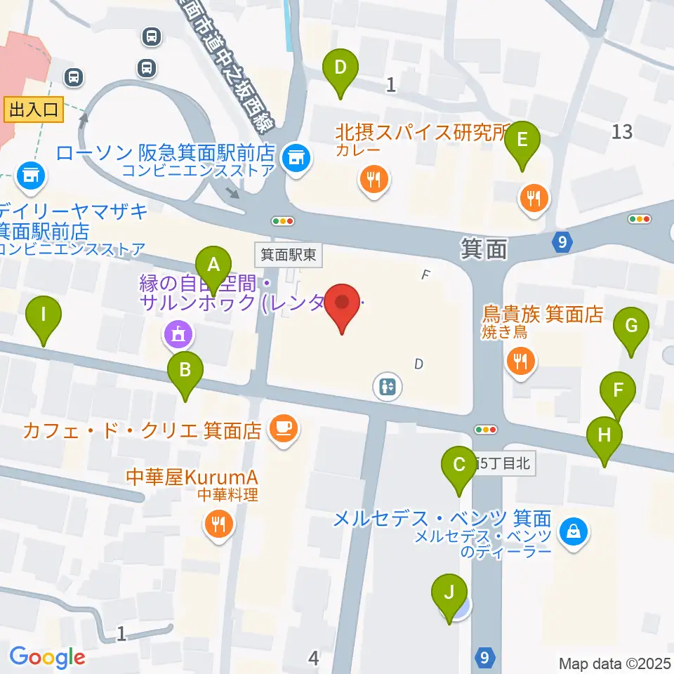 箕面文化・交流センター周辺の駐車場・コインパーキング一覧地図