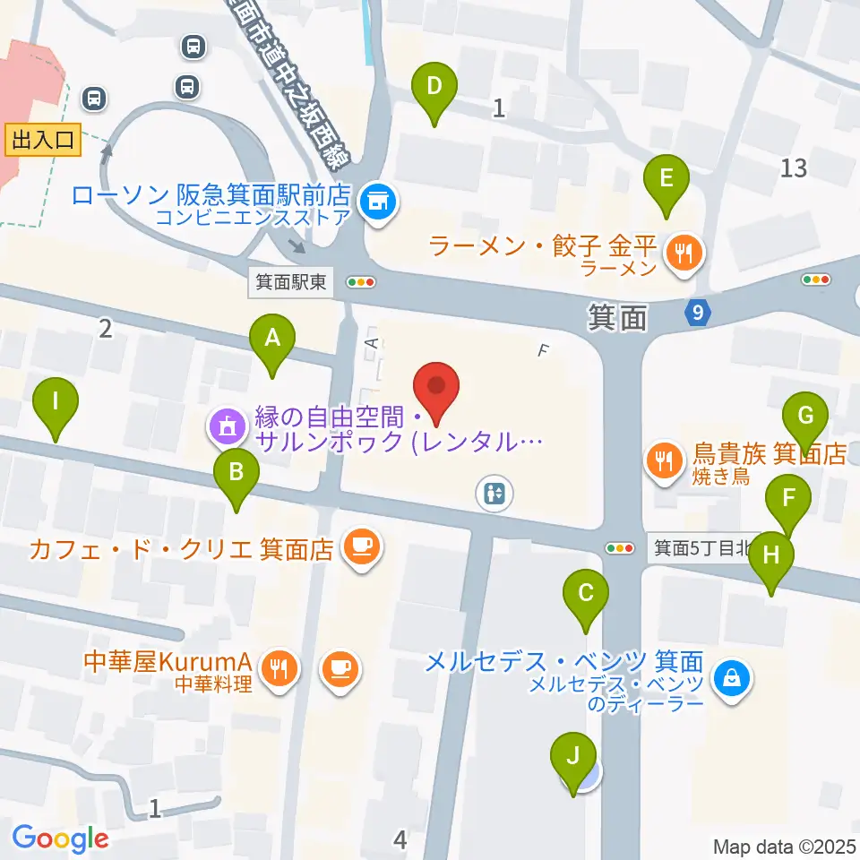 箕面文化・交流センター周辺の駐車場・コインパーキング一覧地図