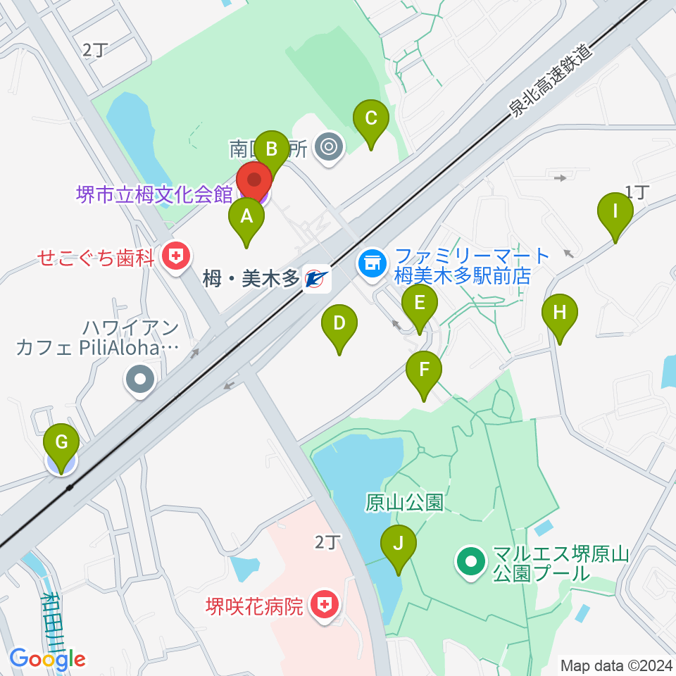 堺市立栂文化会館周辺の駐車場・コインパーキング一覧地図