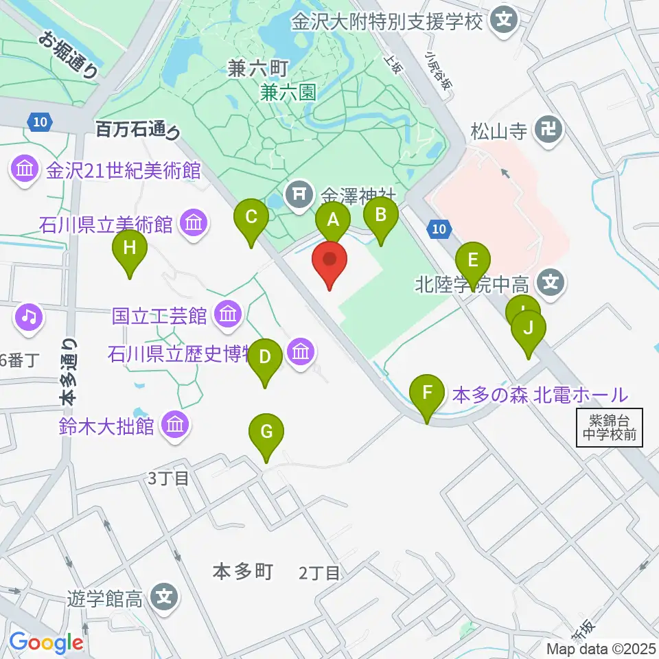 石川県立能楽堂周辺の駐車場・コインパーキング一覧地図