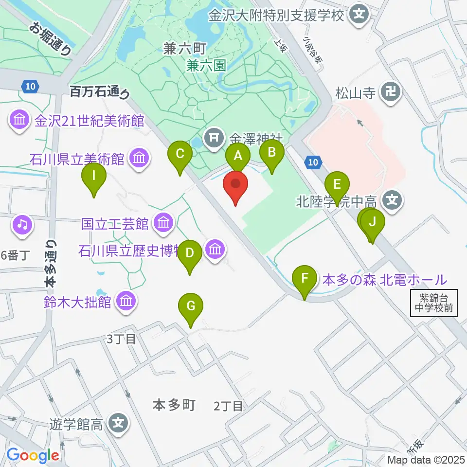 石川県立能楽堂周辺の駐車場・コインパーキング一覧地図