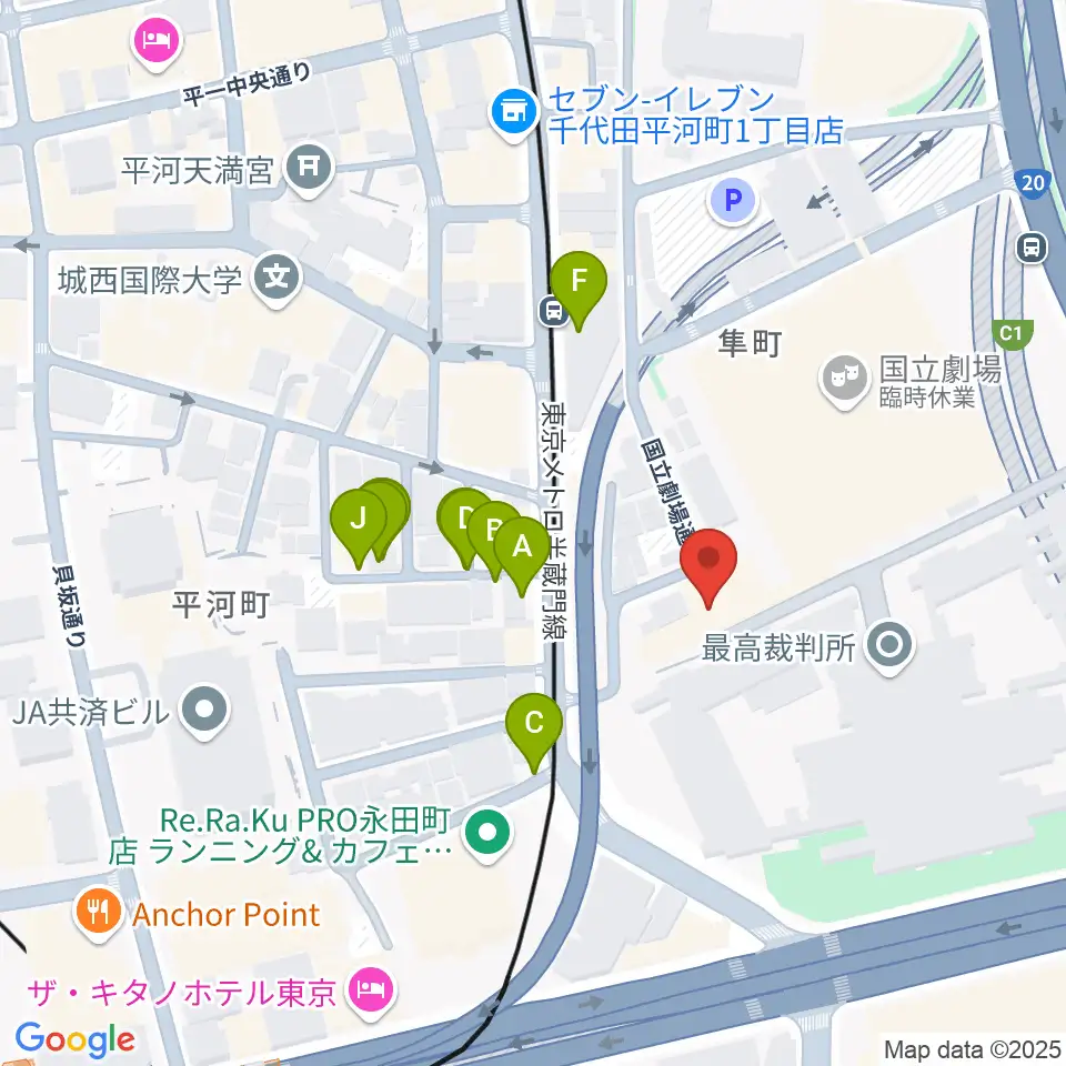 国立演芸場周辺の駐車場・コインパーキング一覧地図