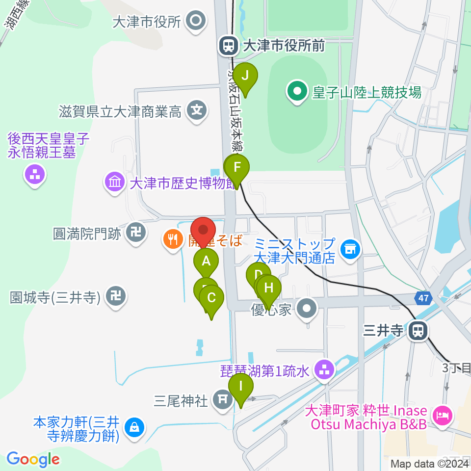 大津市伝統芸能会館周辺の駐車場・コインパーキング一覧地図