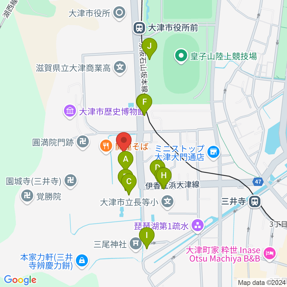 大津市伝統芸能会館周辺の駐車場・コインパーキング一覧地図