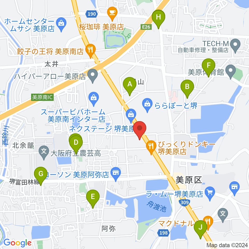 堺市立美原文化会館アルテベル周辺の駐車場・コインパーキング一覧地図