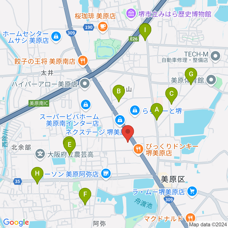 堺市立美原文化会館アルテベル周辺の駐車場・コインパーキング一覧地図