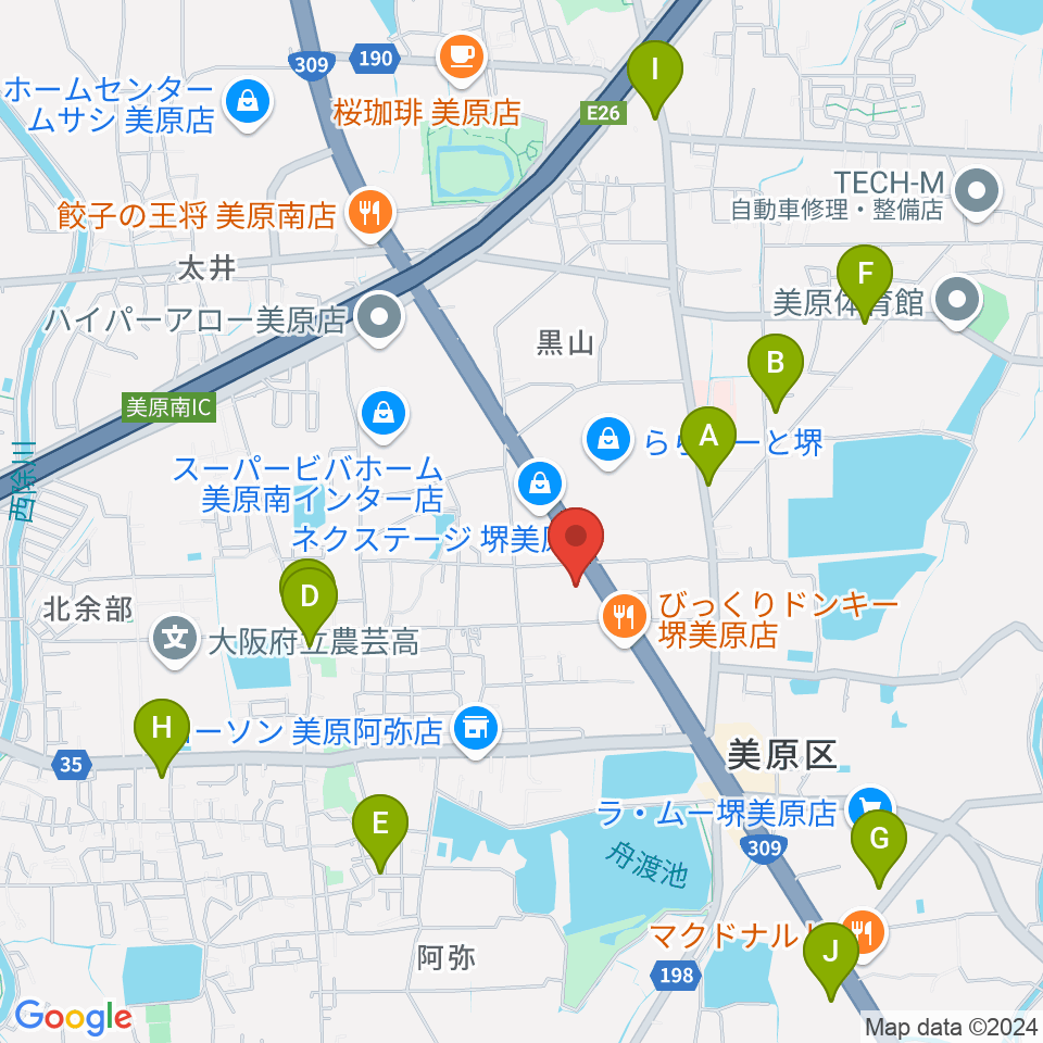 堺市立美原文化会館アルテベル周辺の駐車場・コインパーキング一覧地図