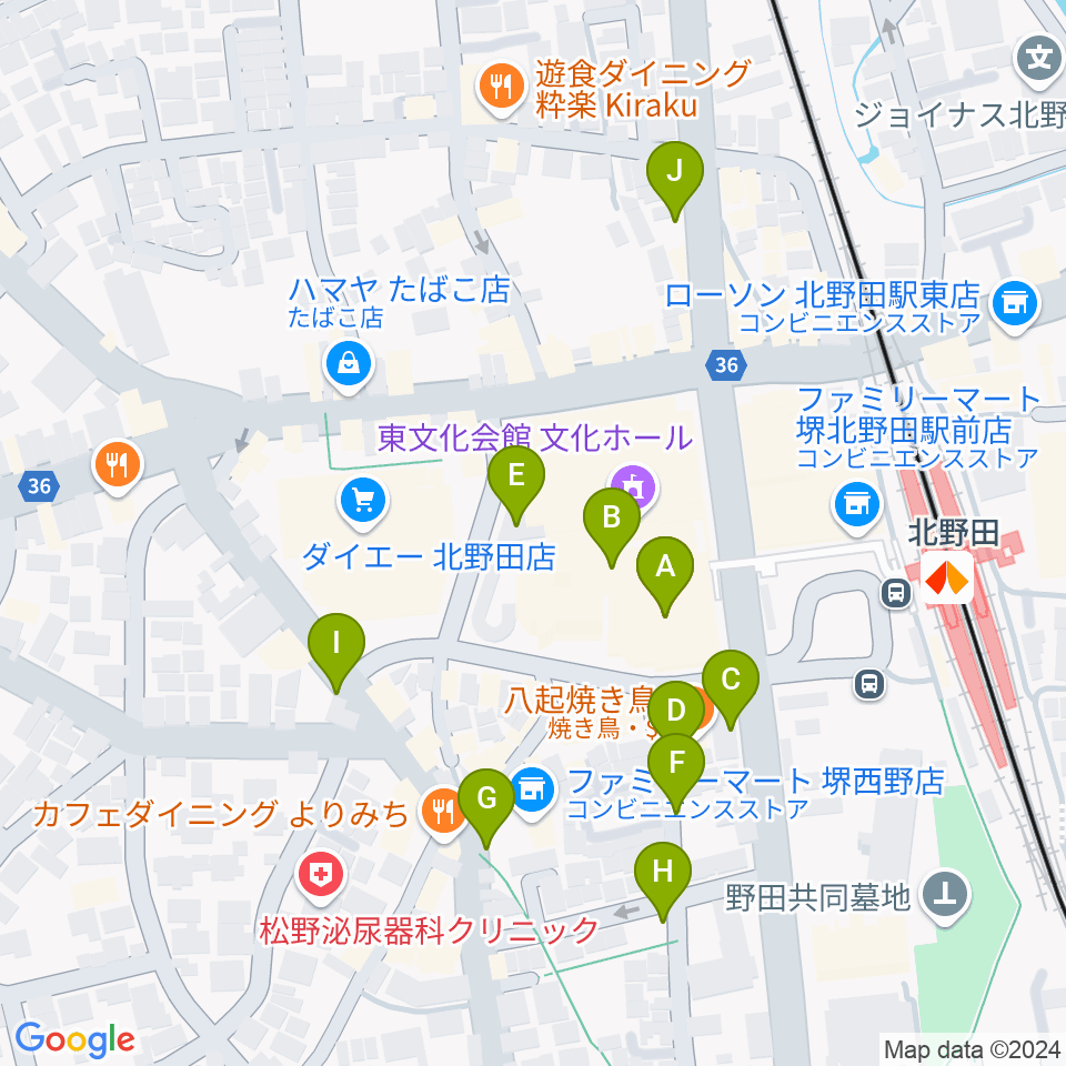 堺市立東文化会館周辺の駐車場・コインパーキング一覧地図