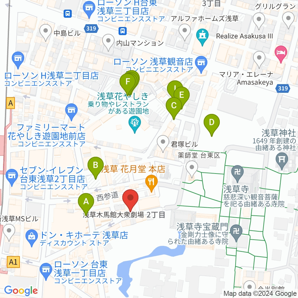 浅草木馬亭周辺の駐車場・コインパーキング一覧地図