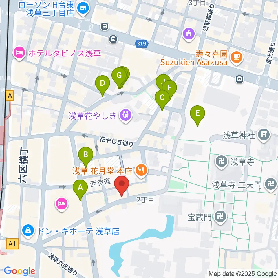 浅草木馬亭周辺の駐車場・コインパーキング一覧地図