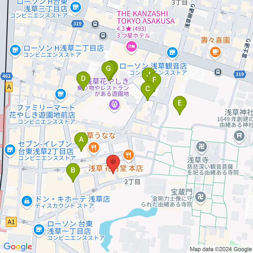 浅草木馬館周辺の駐車場・コインパーキング一覧地図