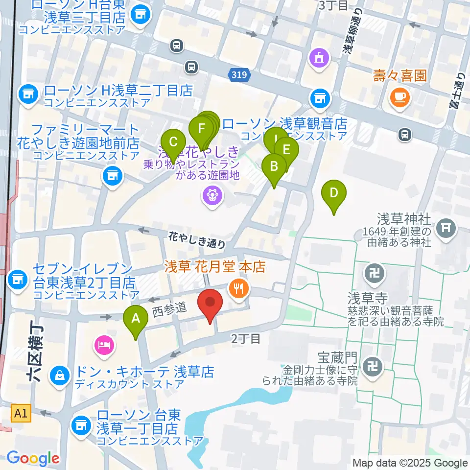 浅草木馬館周辺の駐車場・コインパーキング一覧地図