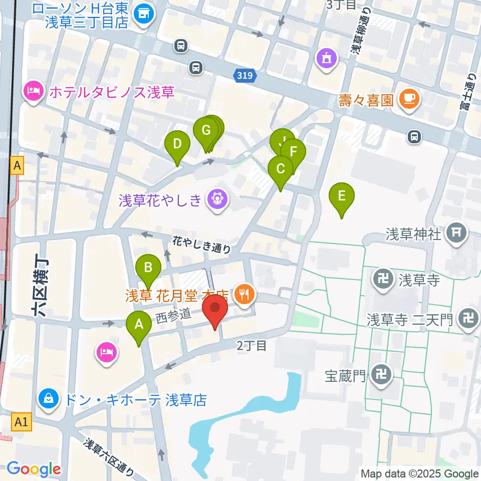 浅草木馬館周辺の駐車場・コインパーキング一覧地図