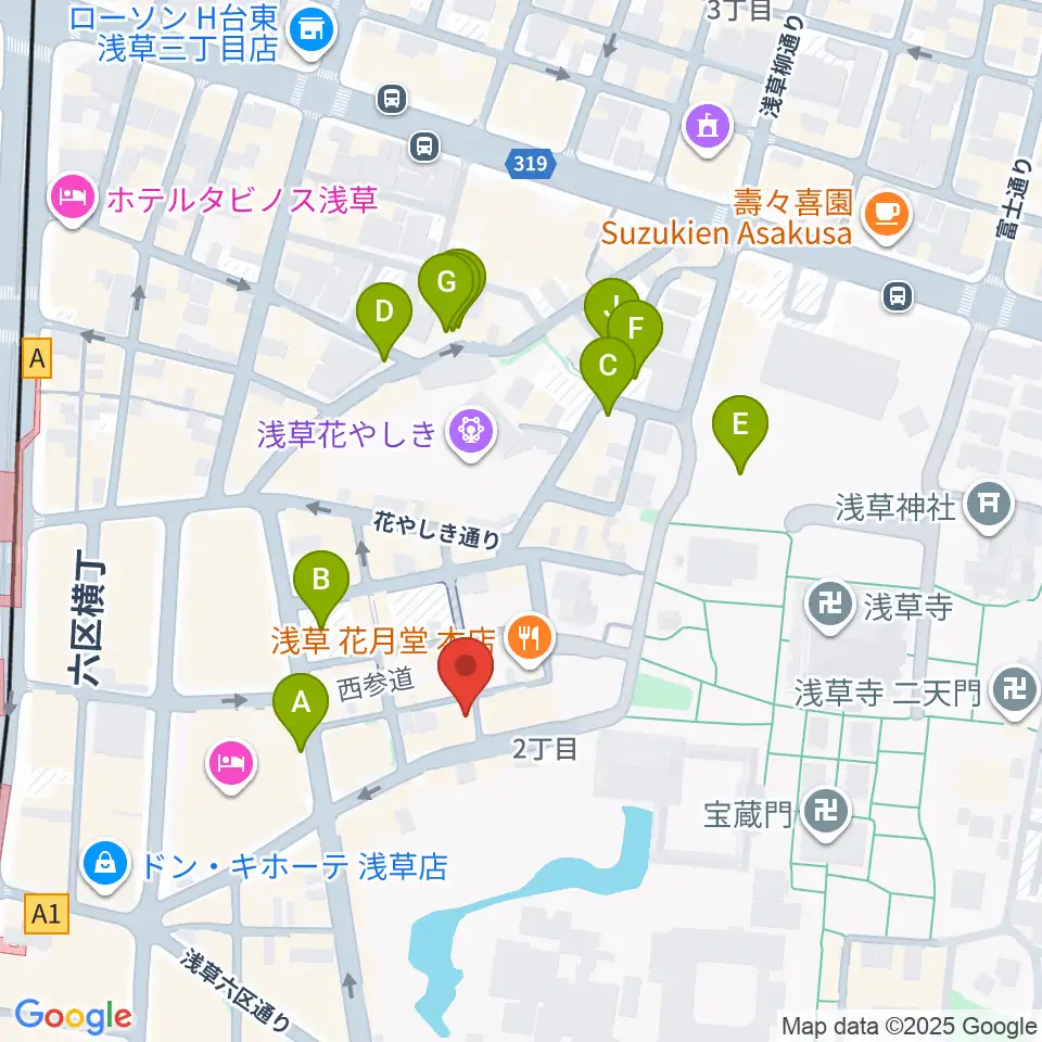 浅草木馬館周辺の駐車場・コインパーキング一覧地図