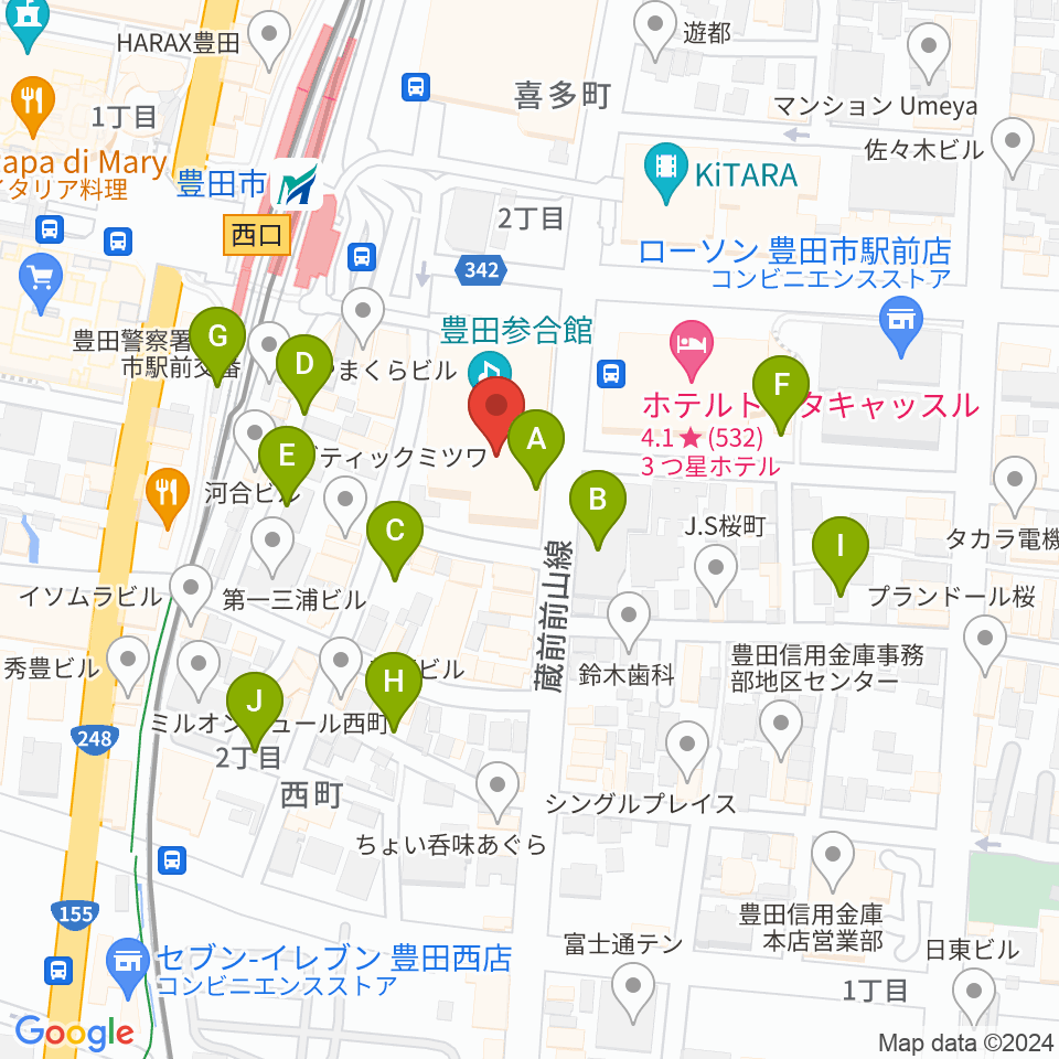 豊田市能楽堂周辺の駐車場・コインパーキング一覧地図