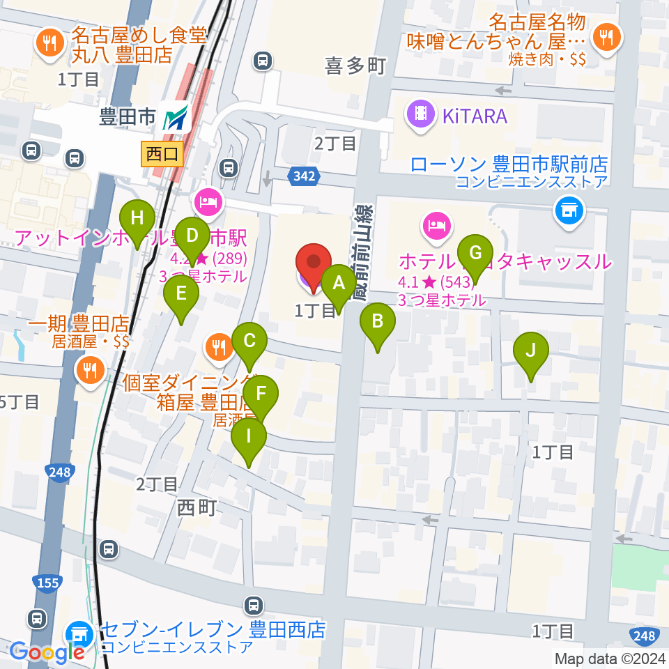 豊田市能楽堂周辺の駐車場・コインパーキング一覧地図